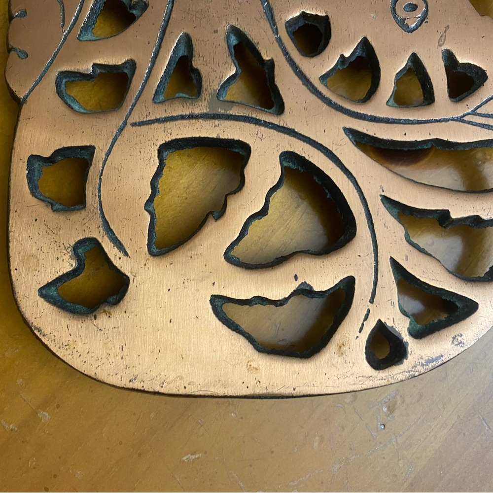 Cat Trivet Copper Clad Cast Iron Wall Hanging Garfield 7" Kitten Vintage 1996 - Picture 5 of 11